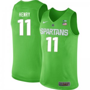 Men Aaron Henry Michigan State Spartans #11 Nike NCAA 2019-20 Green Authentic College Stitched Basketball Jersey NR50R48YE